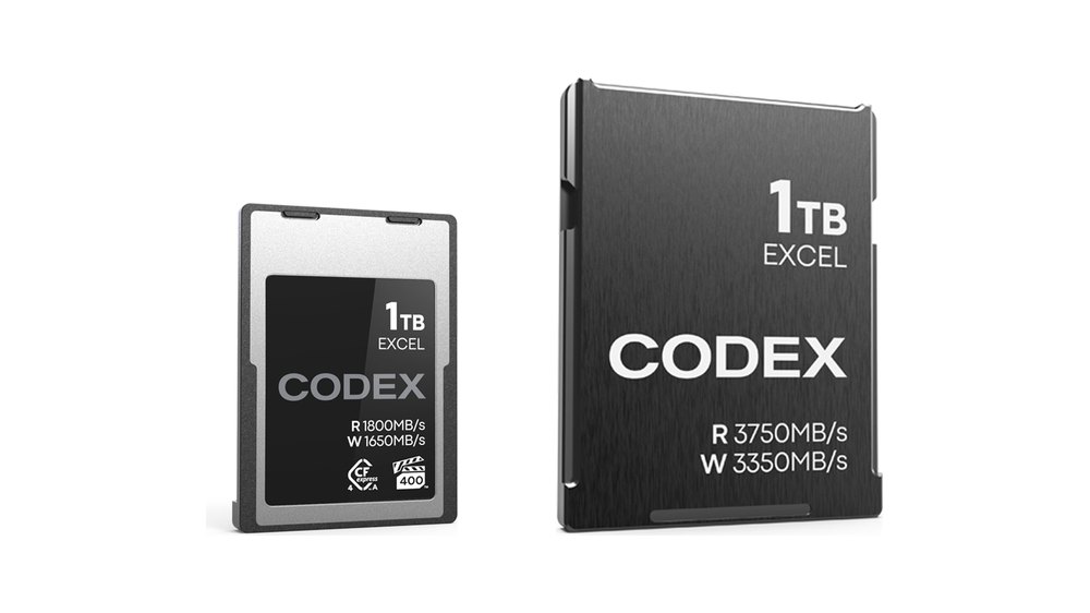 A CODEX Type A card beside a Type B card, shown to scale