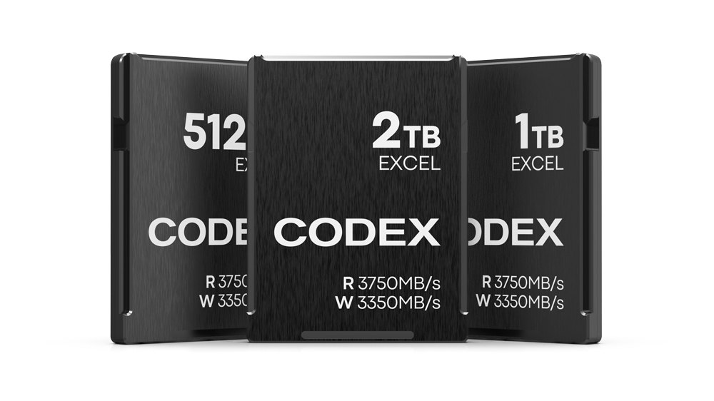 CODEX Type B Excel cards in 512GB, 2TB and 1TB