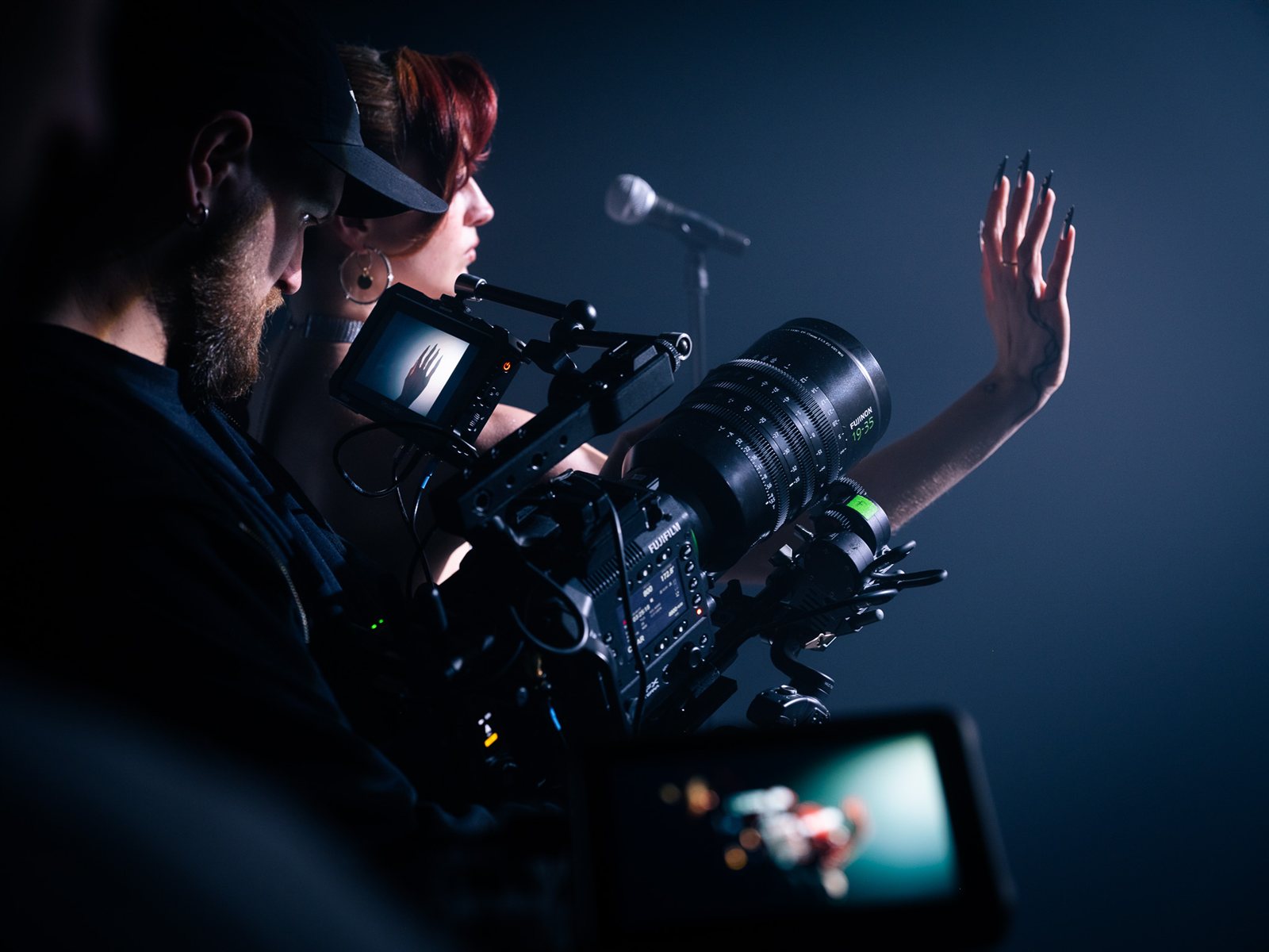 Camera operator framing with the FUJINON GF19-35 on the GFX ETERNA 55