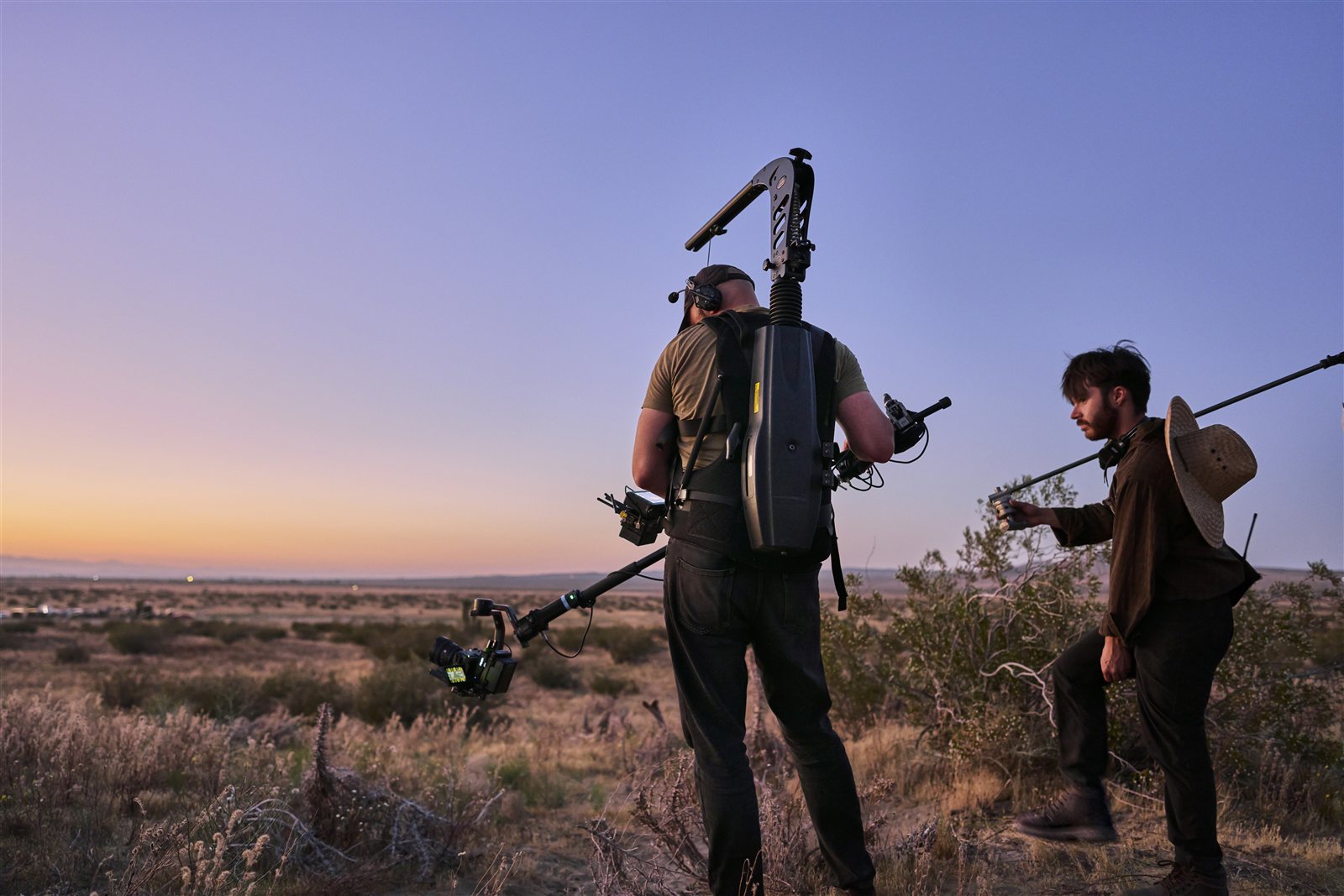 Stabiliser rig with the FX5 at dusk on the launch shoot